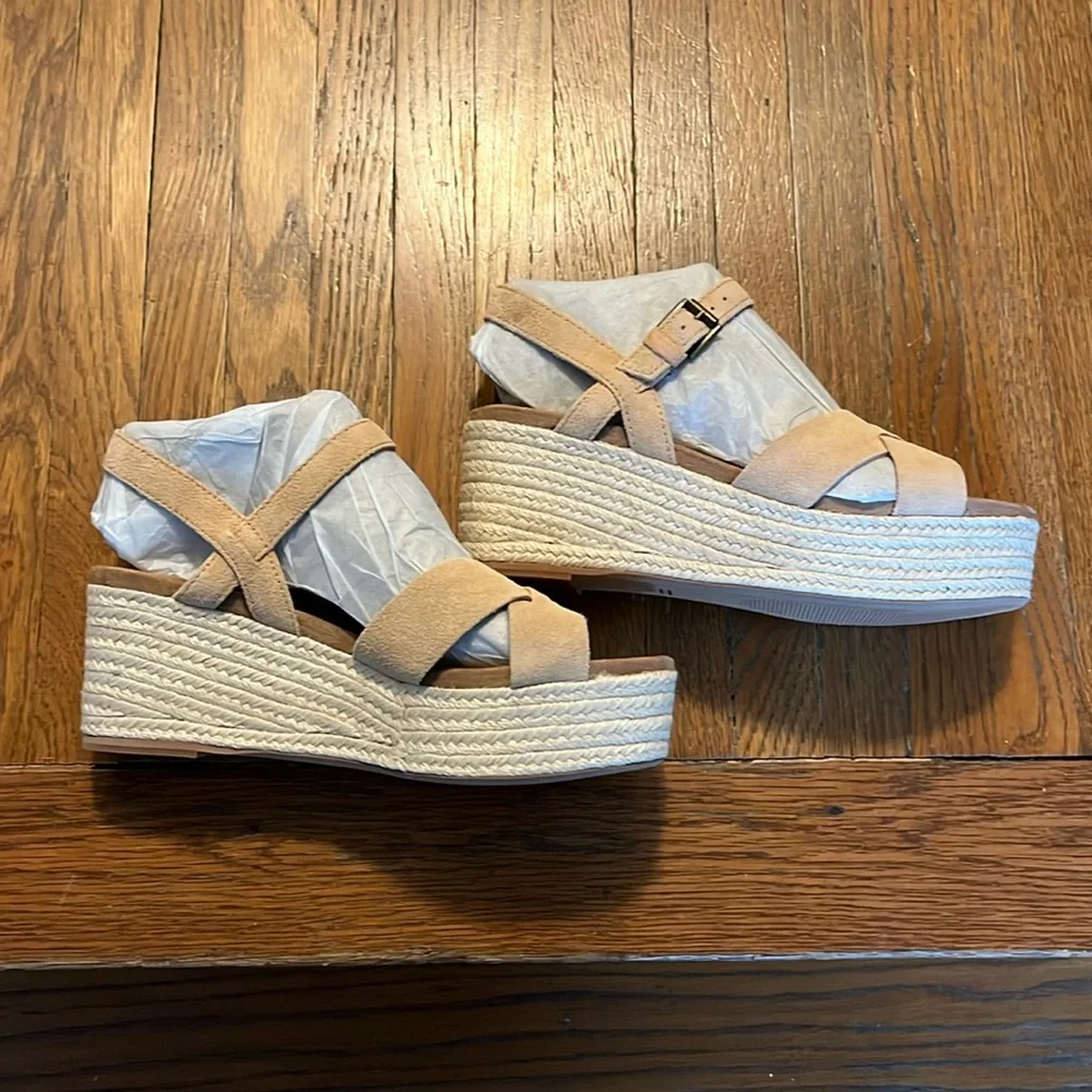 Tom's Willow Platform Sandal Honey Suede Beige size 7.5 - Picture 6 of 9